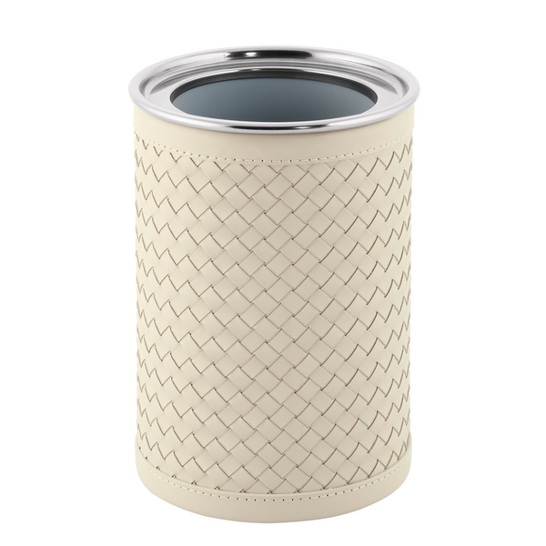 Riviere Woven Leather Stainless Steel Bottle Cooler - Ivory
