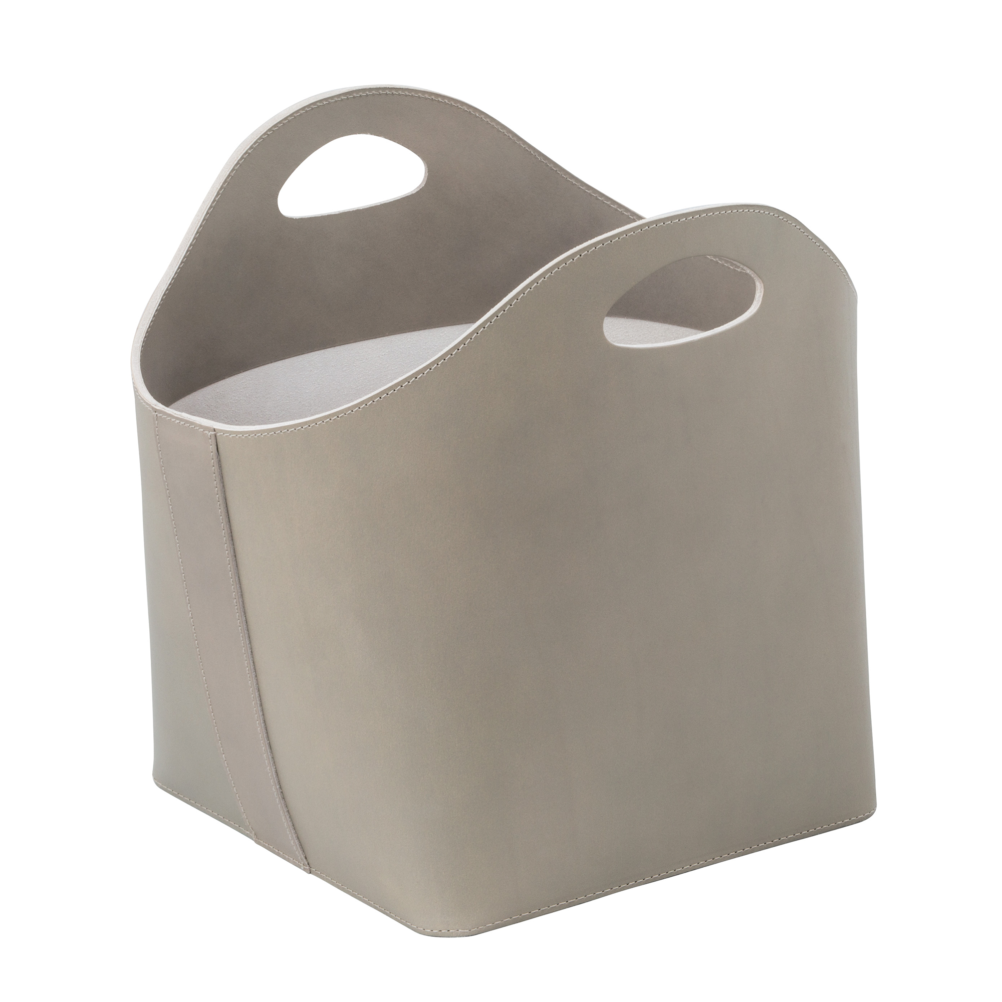 Tau Saddle Leather Firewood Basket - Mud Large