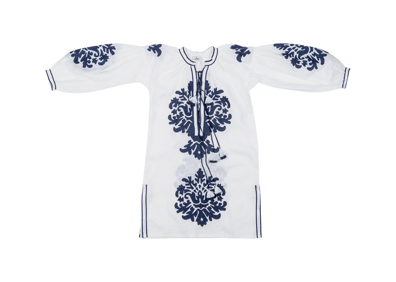Grayson Dress - White + Navy