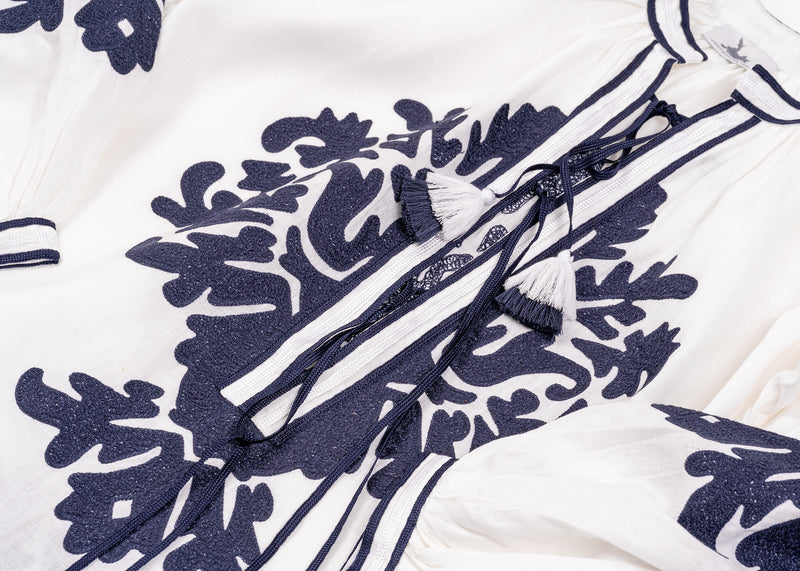 Grayson Dress - White + Navy