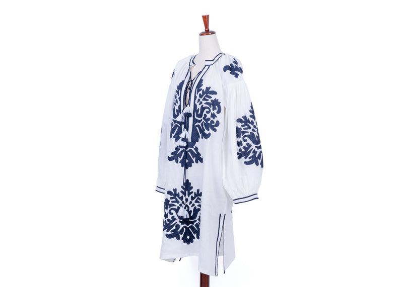 Grayson Dress - White + Navy