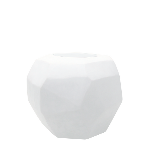 The striking combination of geometry and white simplicity in this Cubistic Vase captures the essence of modern artistry. Its rounded form and opalescent finish add a touch of contemporary elegance to your home.