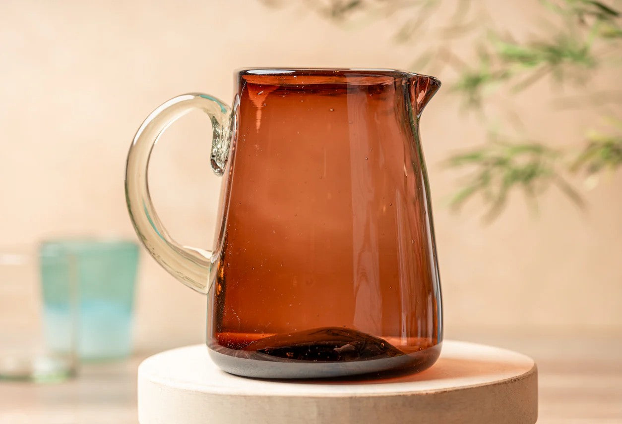 Handblown Glass Pitcher - Tamarind