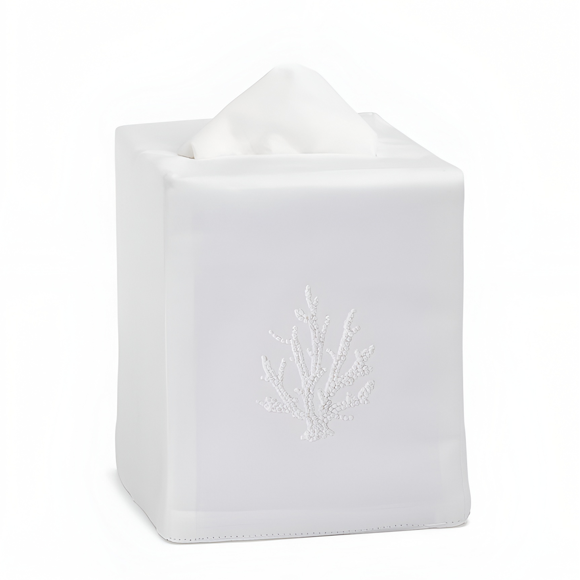 Coral Knot White Tissue Box Cover