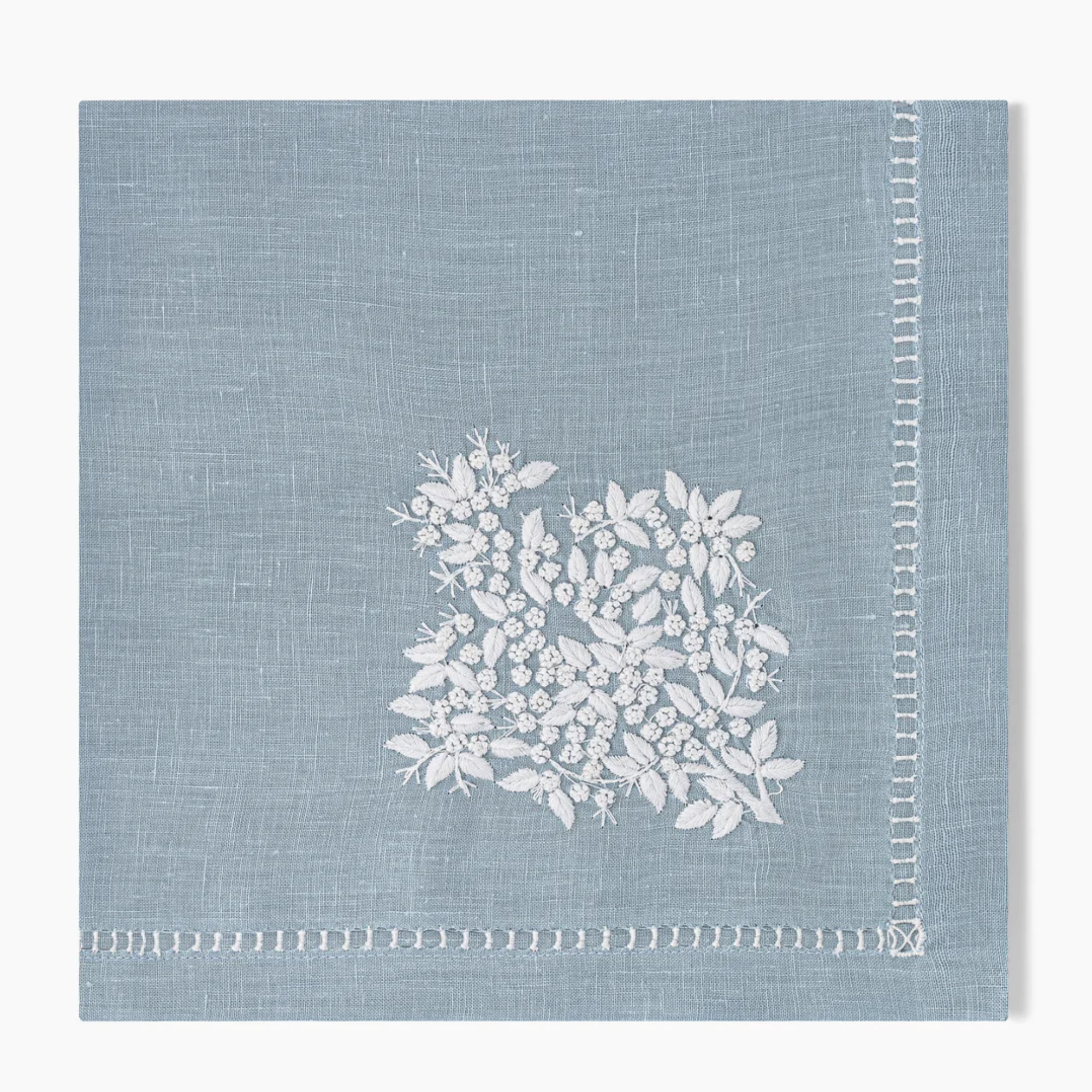 Jardin Embroidered Linen Napkin - Sky
