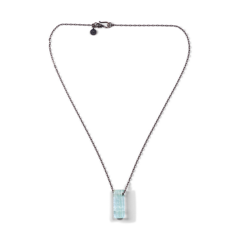 Aquamarine Necklace On Silver Chain - Medium