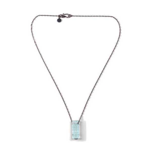 Aquamarine Necklace On Silver Chain - Small