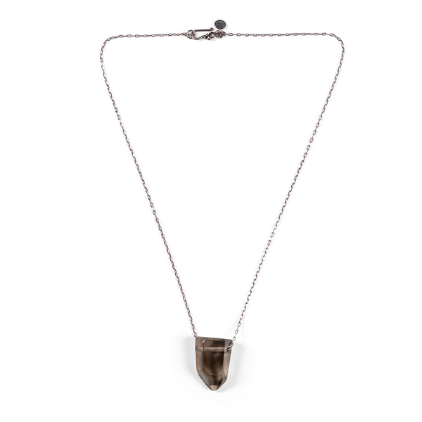 Smoky Quartz Necklace On Silver Chain - Medium