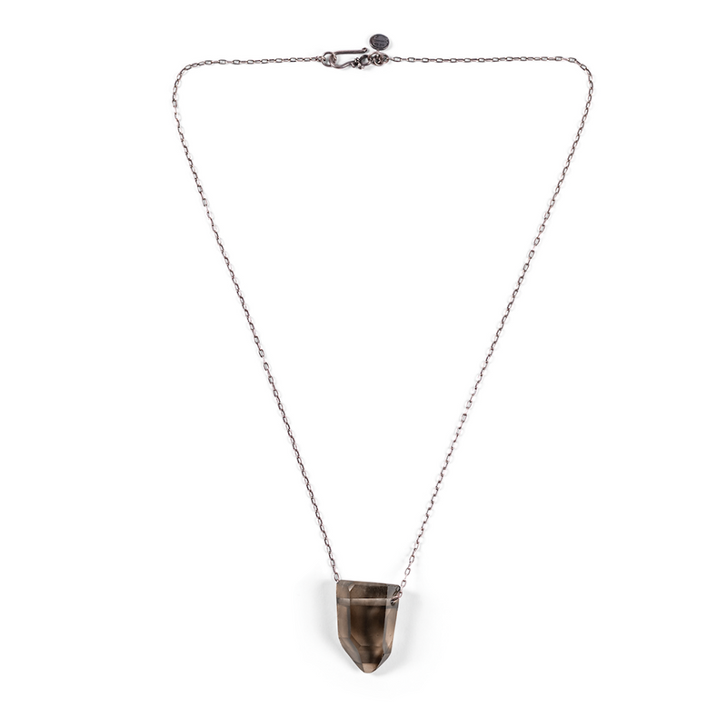 Smoky Quartz Necklace On Silver Chain - Small