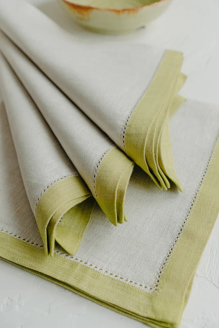 Versailles Napkin - Silver + Green