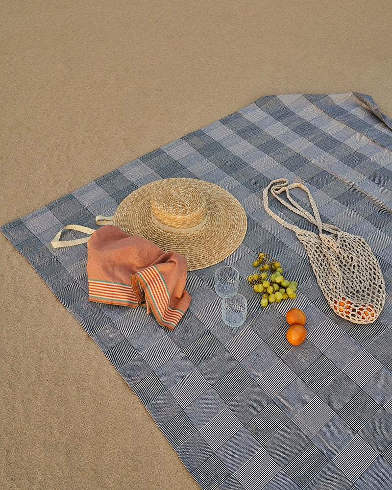 Picnic Blanket Cotton Rib Weave - Plum