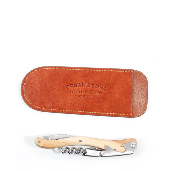 Olivewood Corkscrew + Leather Pouch