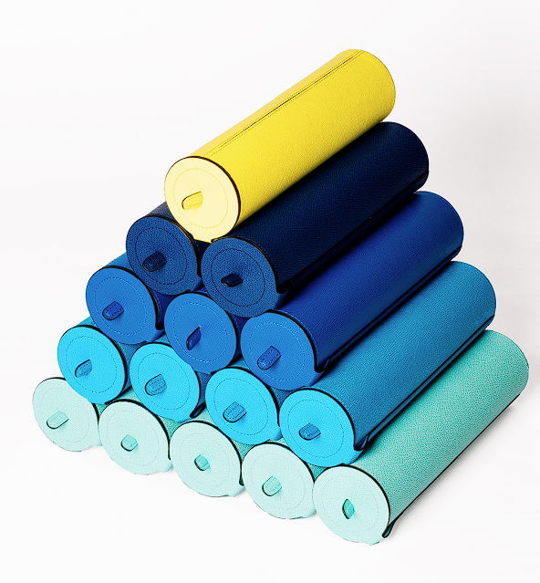Prometeo Leather Giant Matches Holder - Petrol Blue Golf