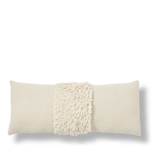 Meta Handwoven Lumbar Wool Pillow - Ivory