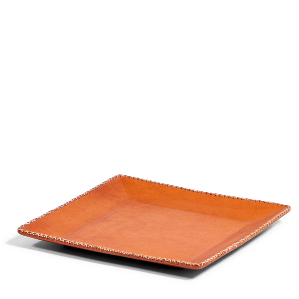 8" Square Leather Tray - Natural