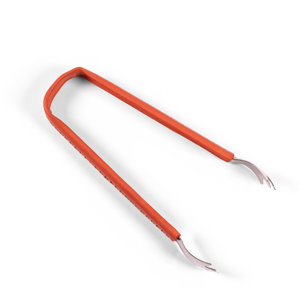 Leather-Covered Metal Ice Tongs - Orange