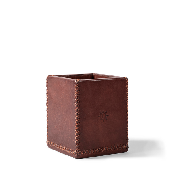 Leather Pen + Pencil Holder - Brown