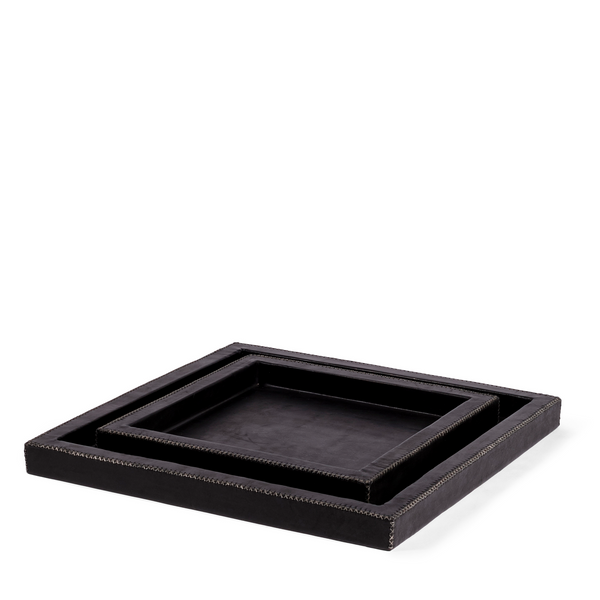 Square Leather Tray - Black