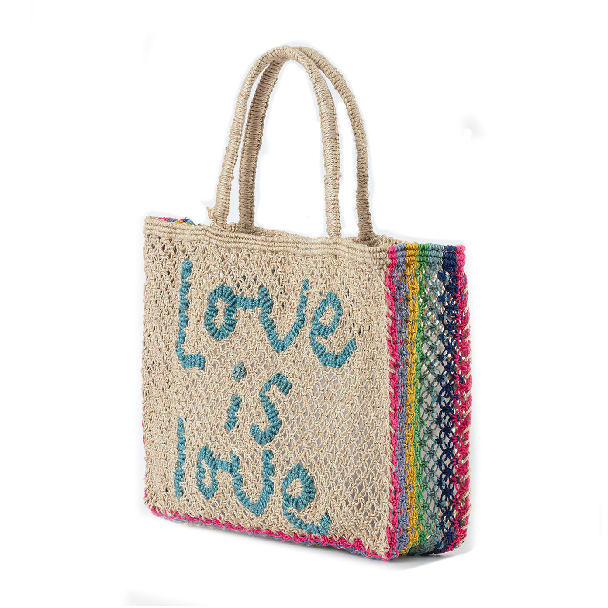 Love is Love Tote - Small Natural + Sky