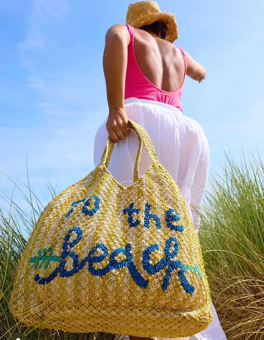 To The Beach Stripe Tote - Drew Yellow