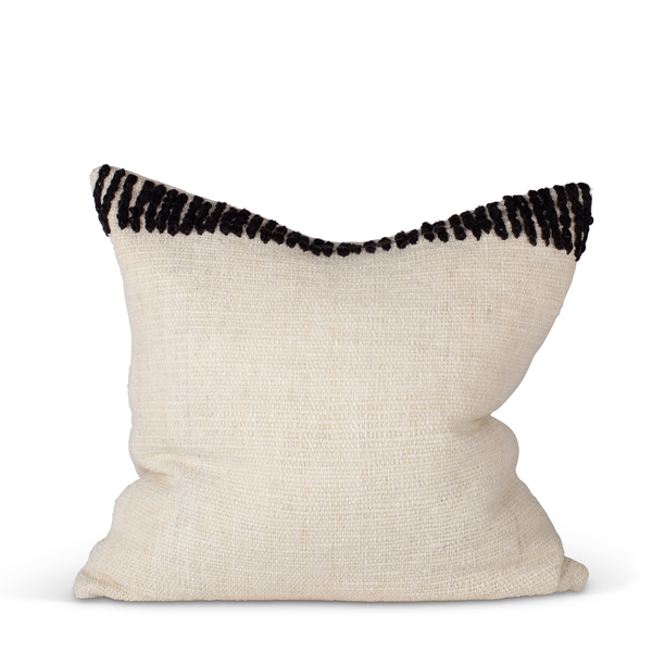 Makun Chain Stitch Pillow - White + Black