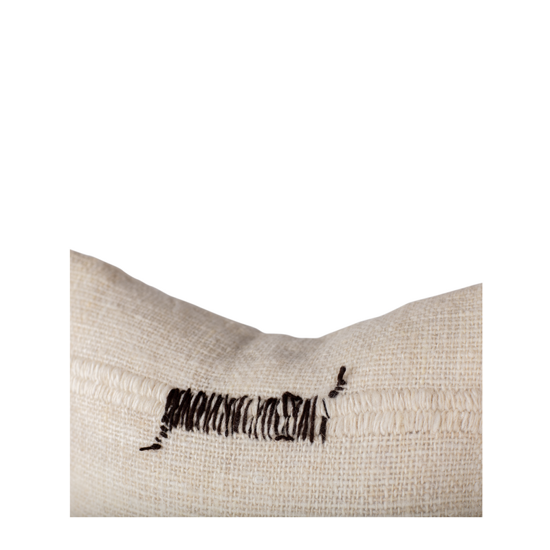 Makun Stitch Lumbar Pillow - White + Black
