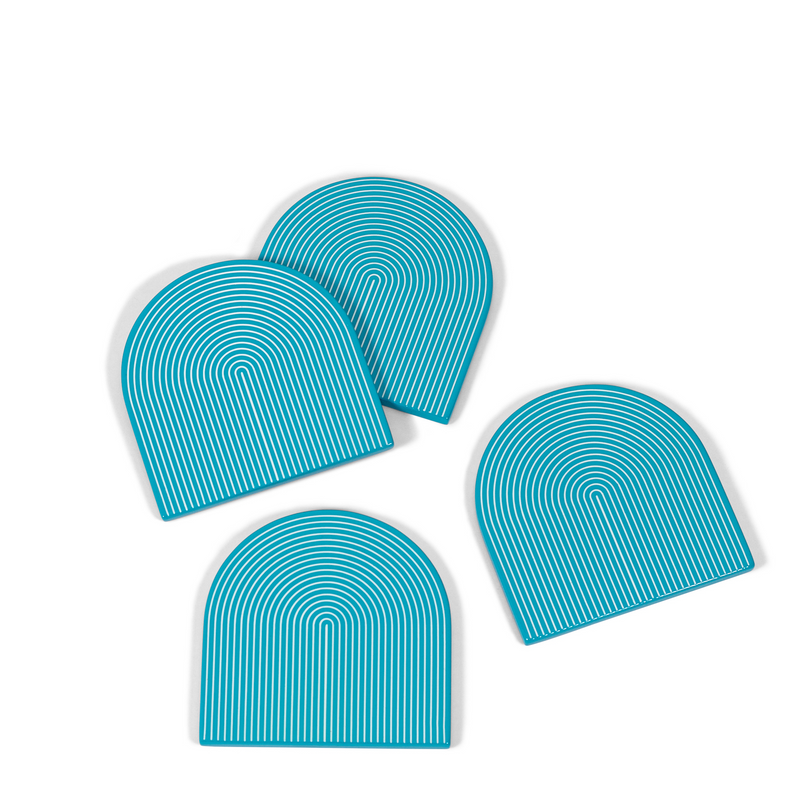 Lacquer Coasters - Turquoise + White