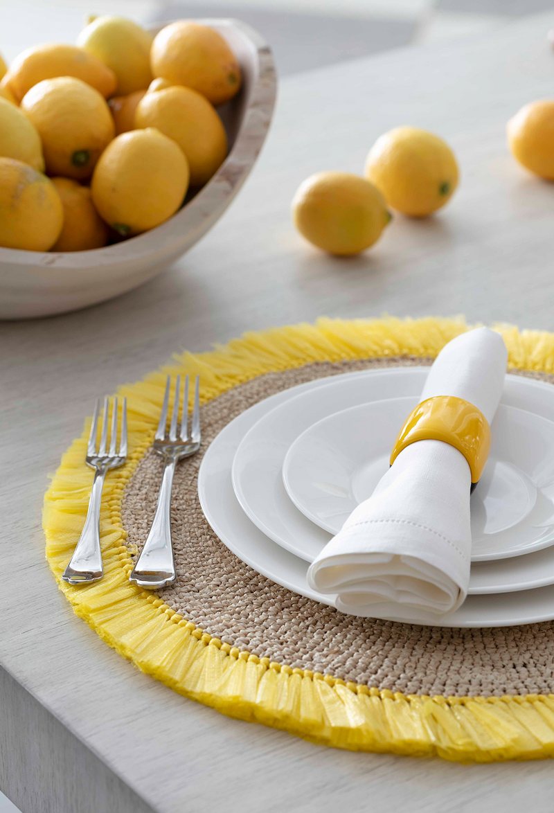 Yellow napkin top rings