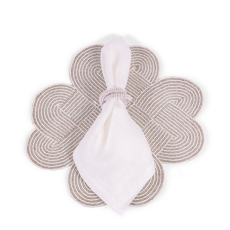 Knot Placemat - White + Silver