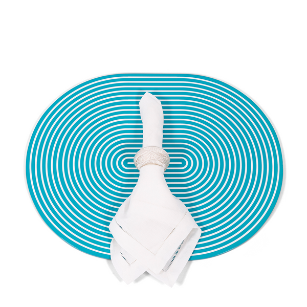 Lacquer Placemat - Turquoise + White