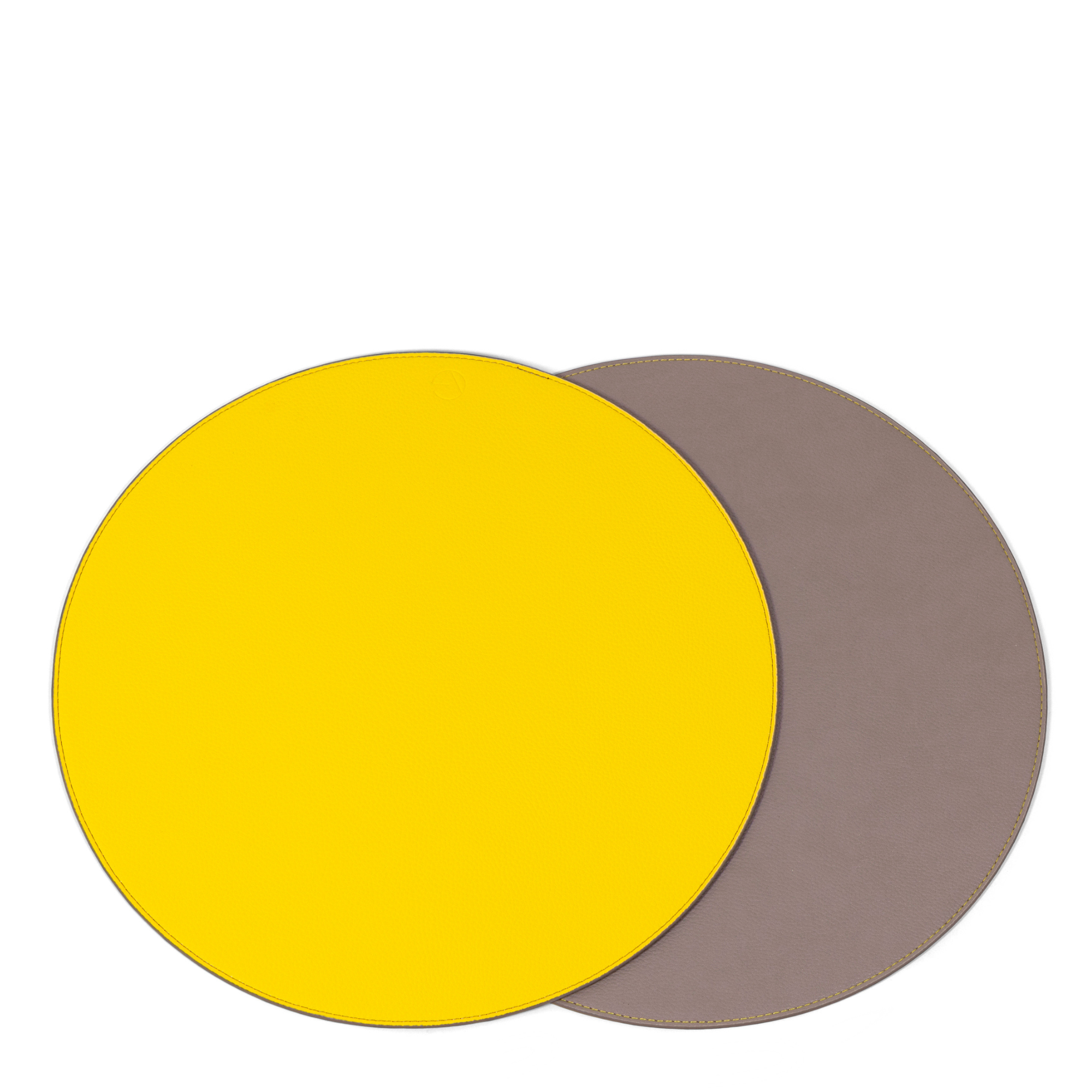 Vegan Leather Reversible Placemat - Yellow + Taupe