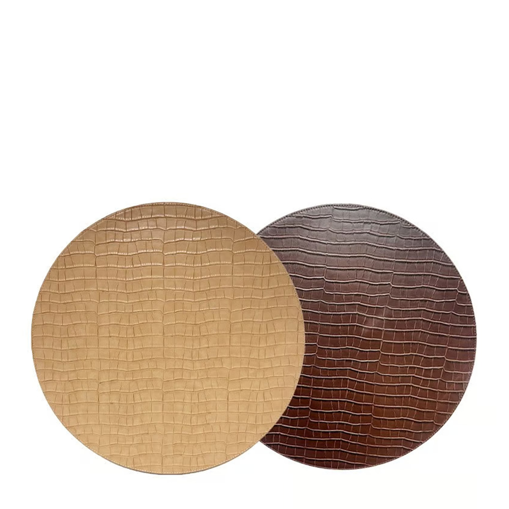 Vegan Leather Reversible Placemat Croco - Light Brown + Chocolate