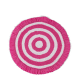 Woven Fringe Placemat  - Pink + White