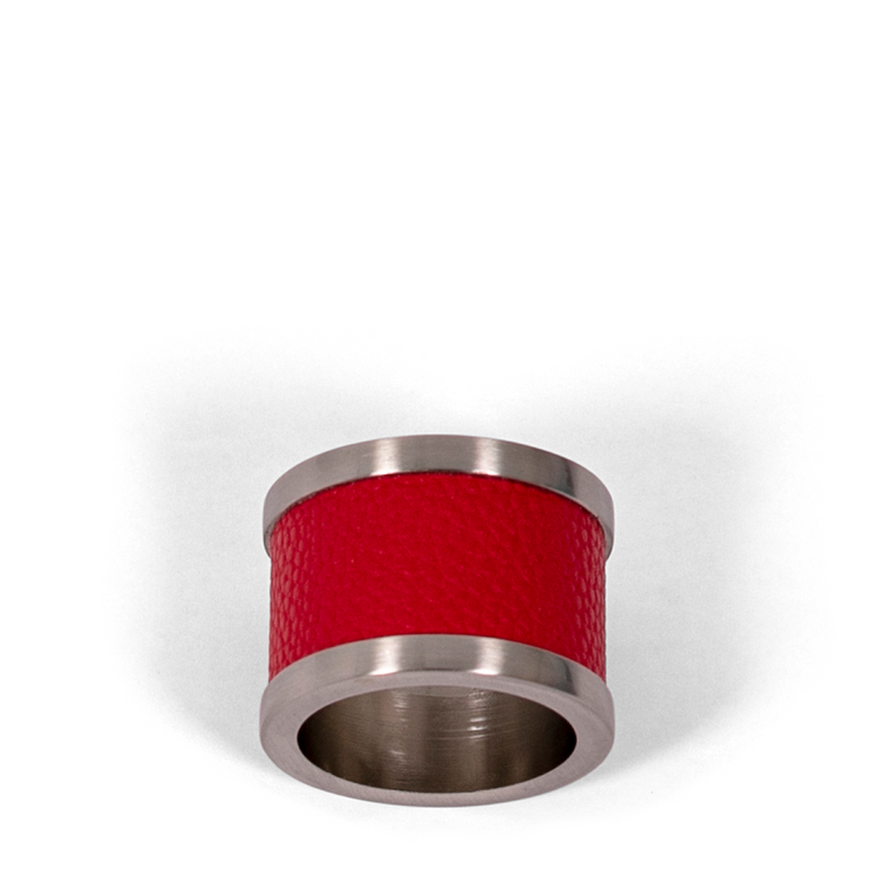 Zinc + Leather Napkin Ring - Red