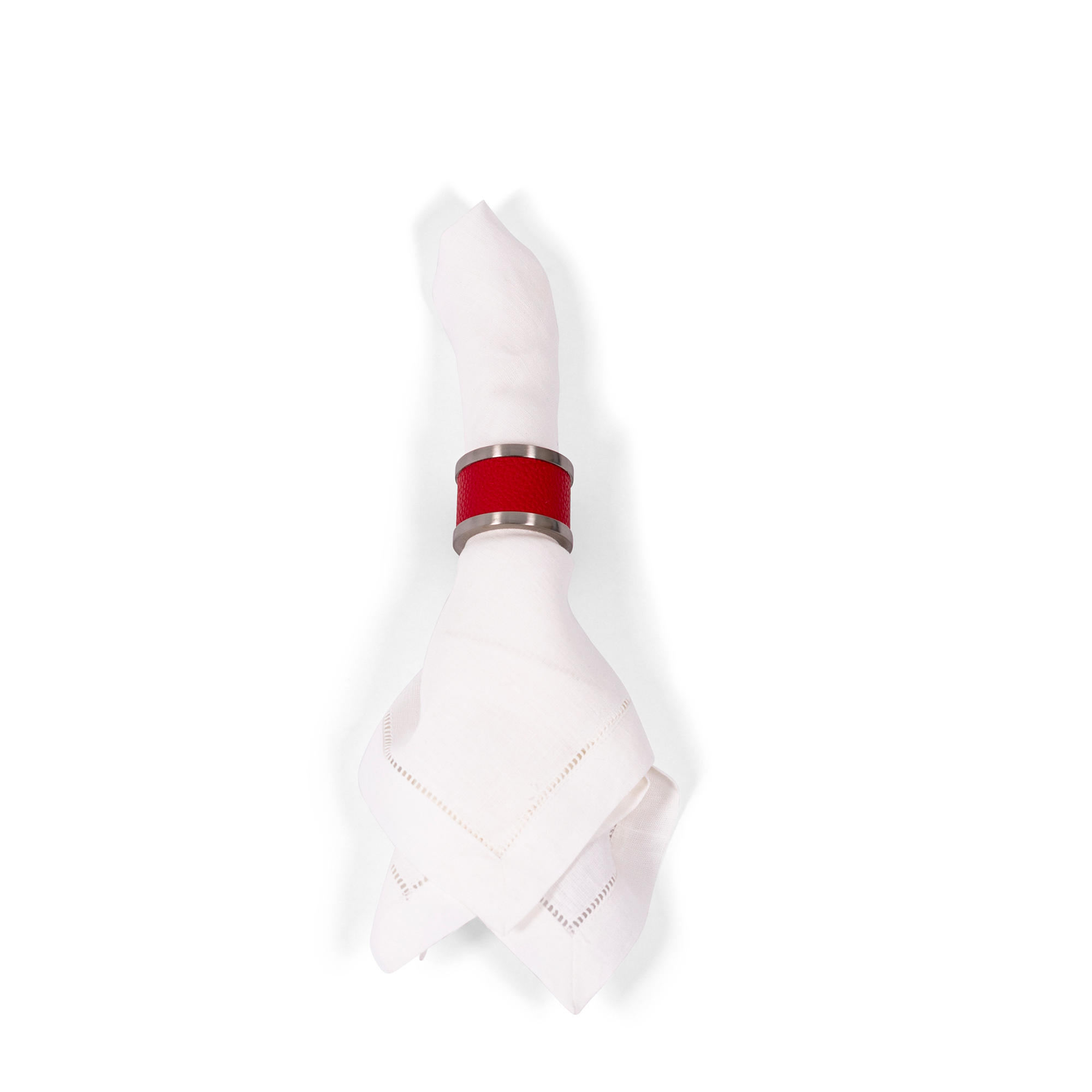 Zinc + Leather Napkin Ring - Red