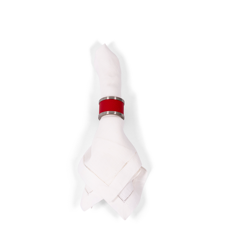 Zinc + Leather Napkin Ring - Red