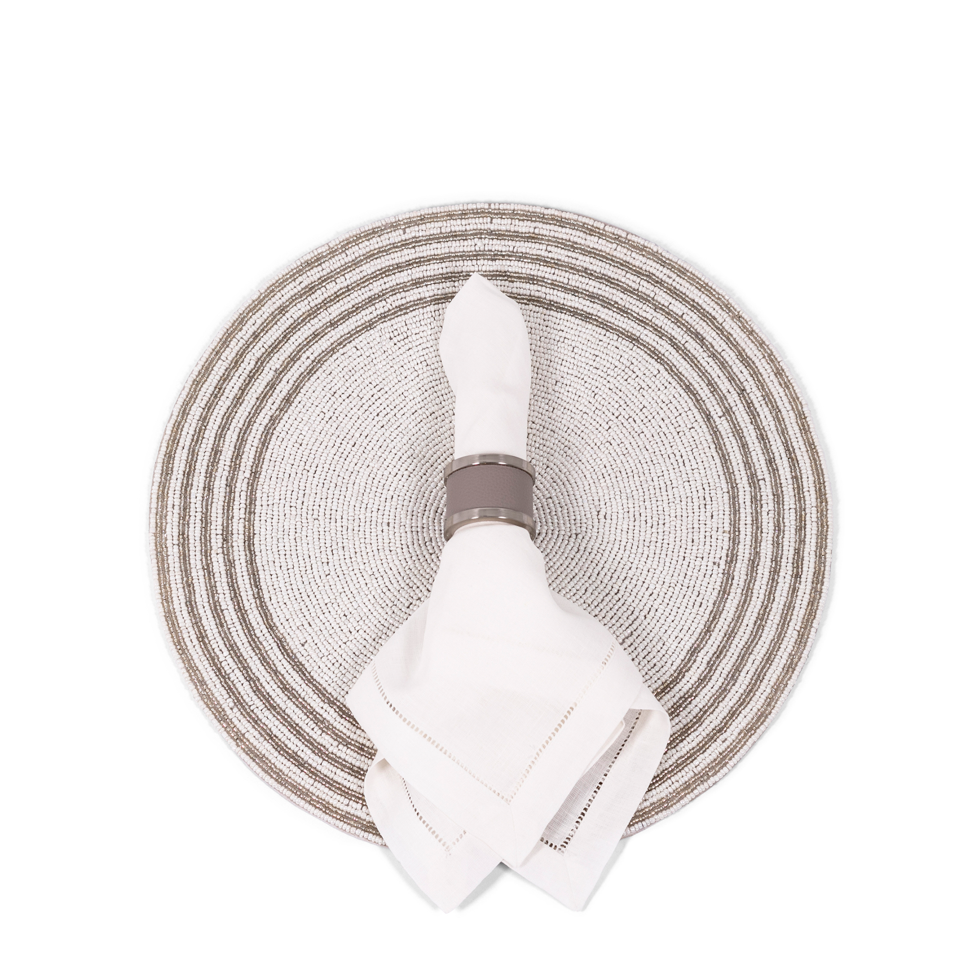 Zinc + Leather Napkin Ring - Taupe