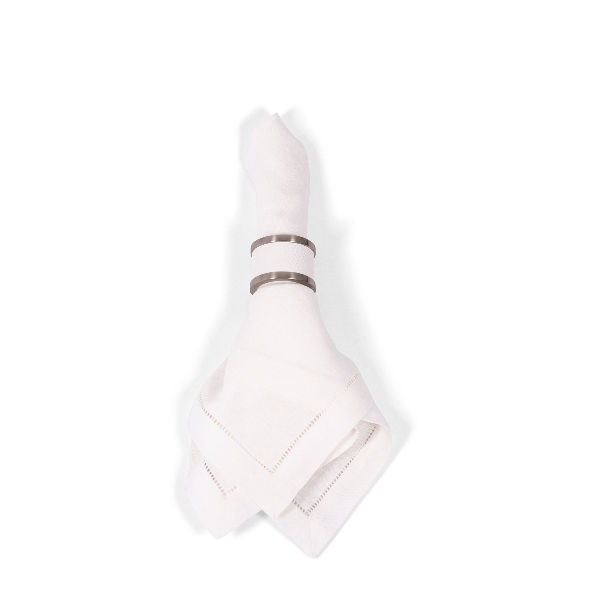 Zinc + Leather Napkin Ring - White