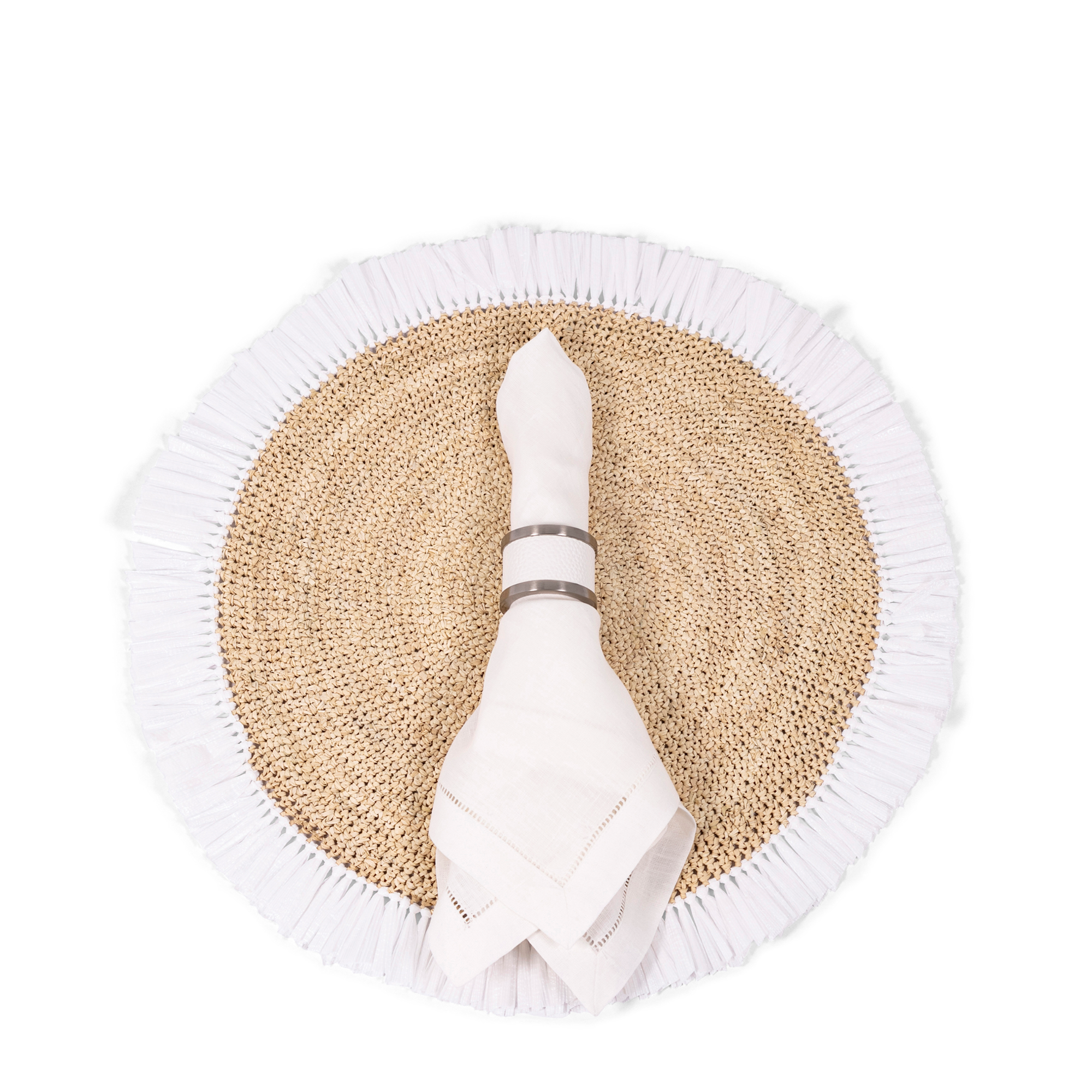 Zinc + Leather Napkin Ring - White