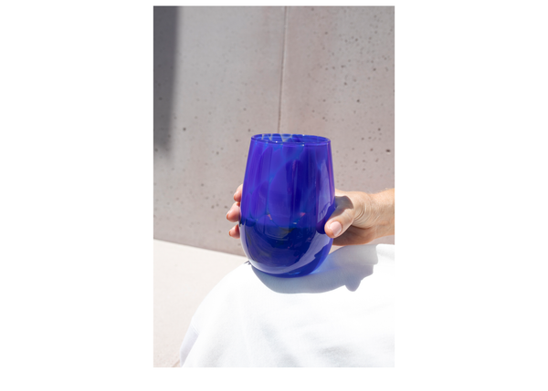 Fritsy Stemless Wine Glass - Cobalt Blue