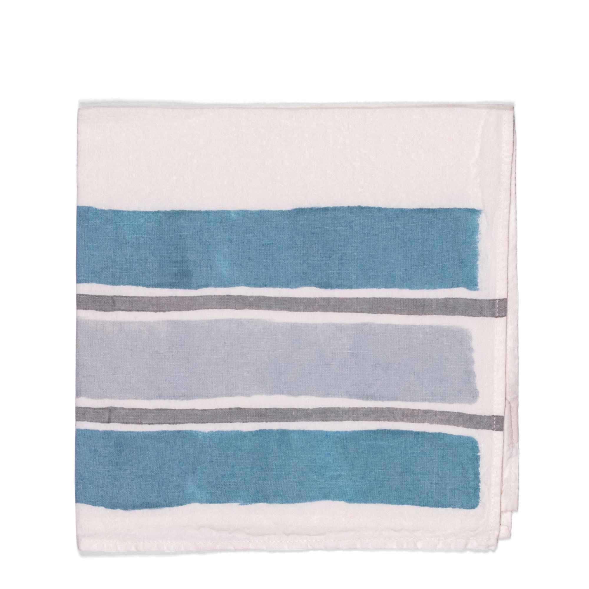 Rigato Napkin - Turquoise, Silver + Grey