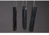 Black Tourmaline Necklace On Silver Chain - Large