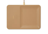 Sleek leather covered wireless charger combines functionality and elegance. This modern cortado piece is a stylish addition to your office desk or any other space in your home.