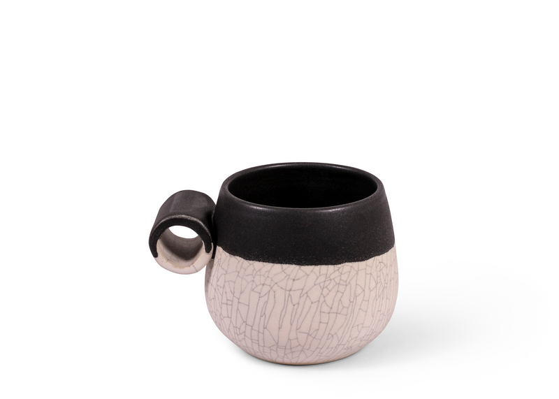 Stone Crackle Knuckle Mug - Black