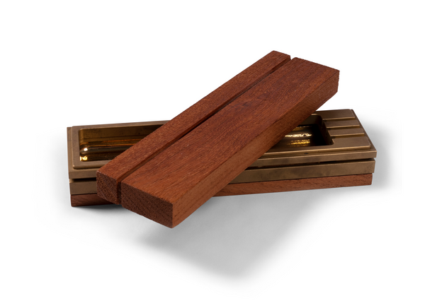 Tall Box Incense Burner - Brass + Wood