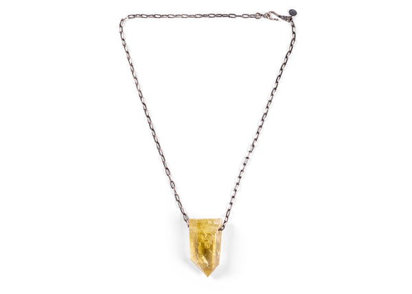 Citrine Quartz Necklace On Silver Chain - Medium