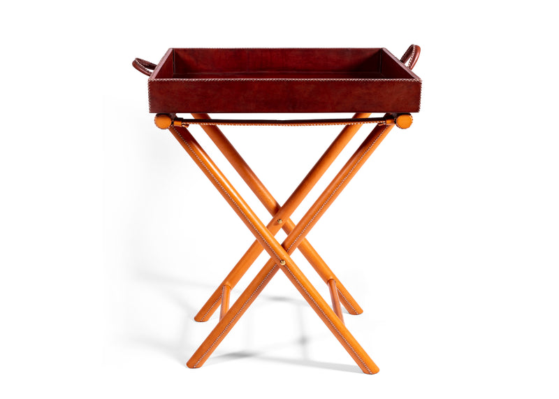 Handled Leather Tray - Brown