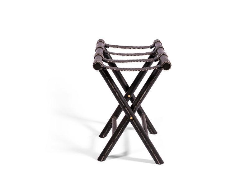 Leather Luggage Rack - Black