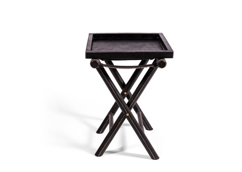 Leather Luggage Rack - Black