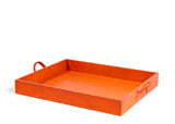 Handled Leather Tray - Orange